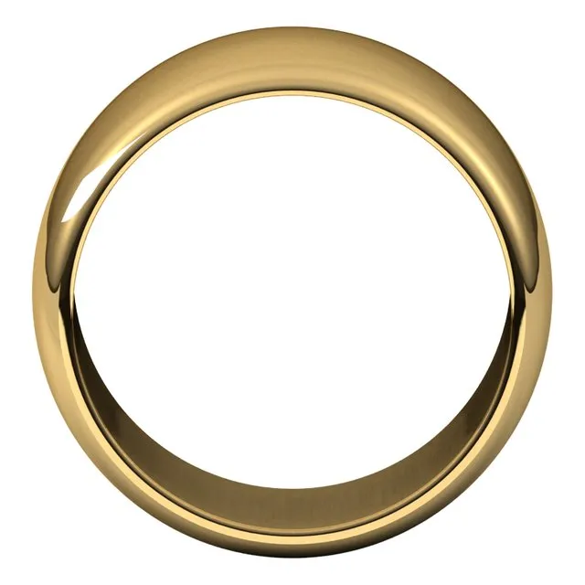 14K Yellow Gold Half Round Wedding Band, 12 mm Wide