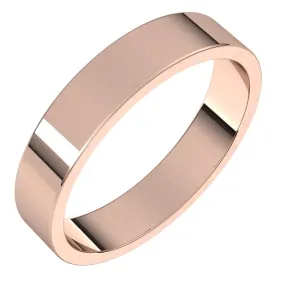 18K Rose Gold Flat Wedding Band, 4 mm Wide