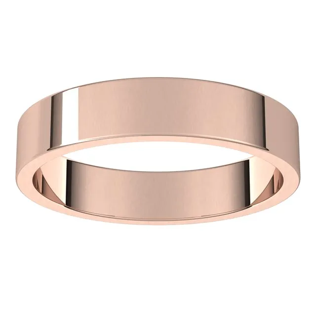 18K Rose Gold Flat Wedding Band, 4 mm Wide