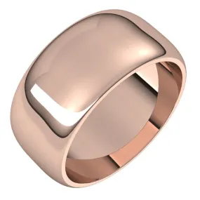 18K Rose Gold Half Round Wedding Band, 9 mm Wide