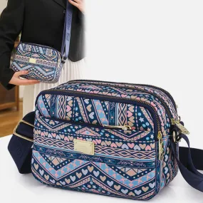 Creative Printing Purse Women Waterproof Nylon Multiple Compartment Crossbody Bag