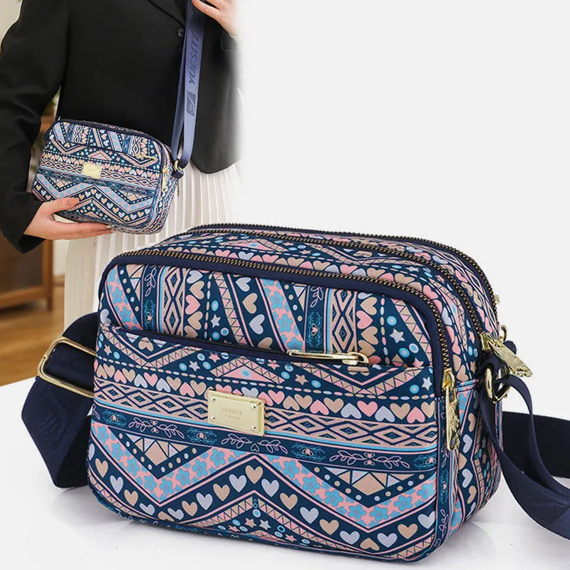 Creative Printing Purse Women Waterproof Nylon Multiple Compartment Crossbody Bag
