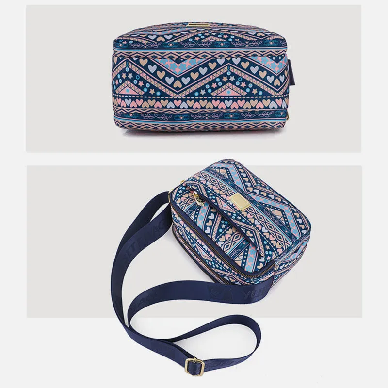 Creative Printing Purse Women Waterproof Nylon Multiple Compartment Crossbody Bag