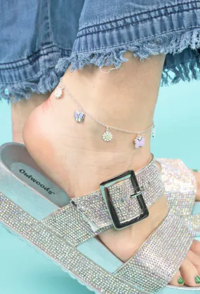 Daisy and Butterfly Ankle Bracelet