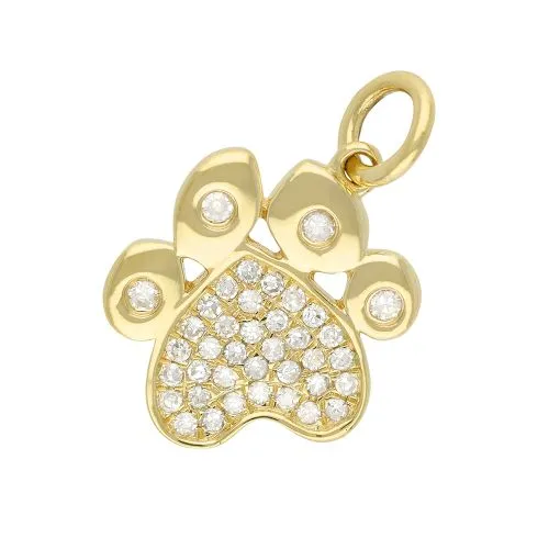 Diamond Paw Print Charm