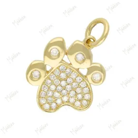 Diamond Paw Print Charm