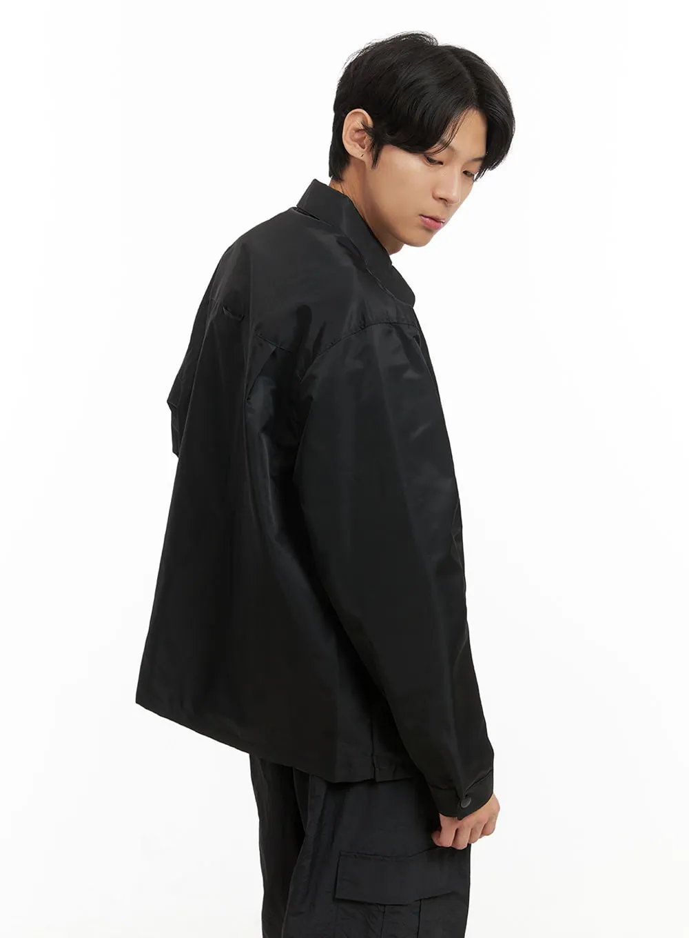 Men's Water Resistant Waxed Cotton Button Jacket IY402