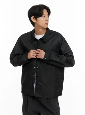Men's Water Resistant Waxed Cotton Button Jacket IY402