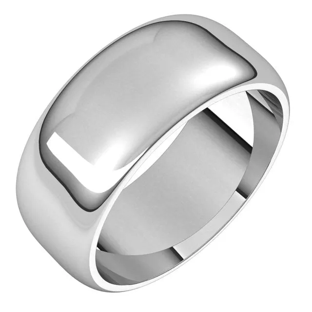 Palladium Half Round Wedding Band, 8 mm Wide