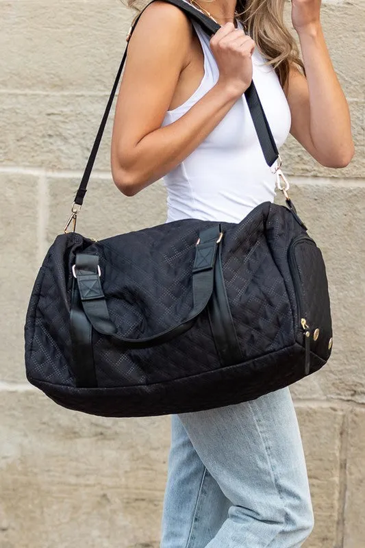 Quilted Water Resistant Travel Weekender Bag