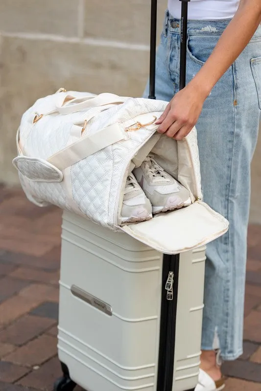 Quilted Water Resistant Travel Weekender Bag