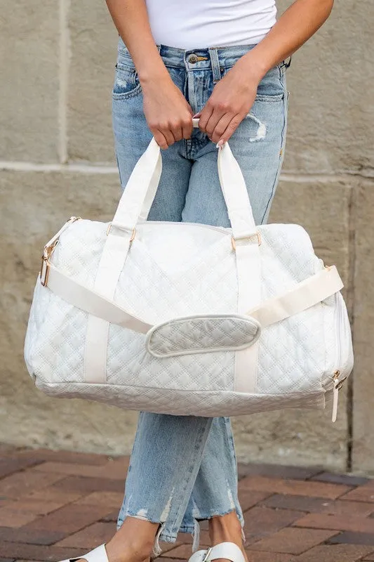 Quilted Water Resistant Travel Weekender Bag