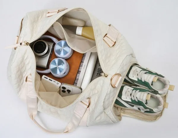 Quilted Water Resistant Travel Weekender Bag