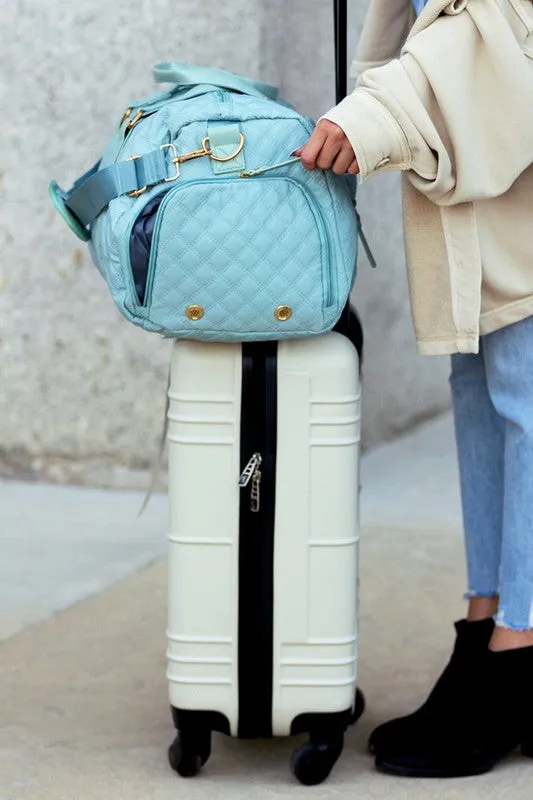 Quilted Water Resistant Travel Weekender Bag