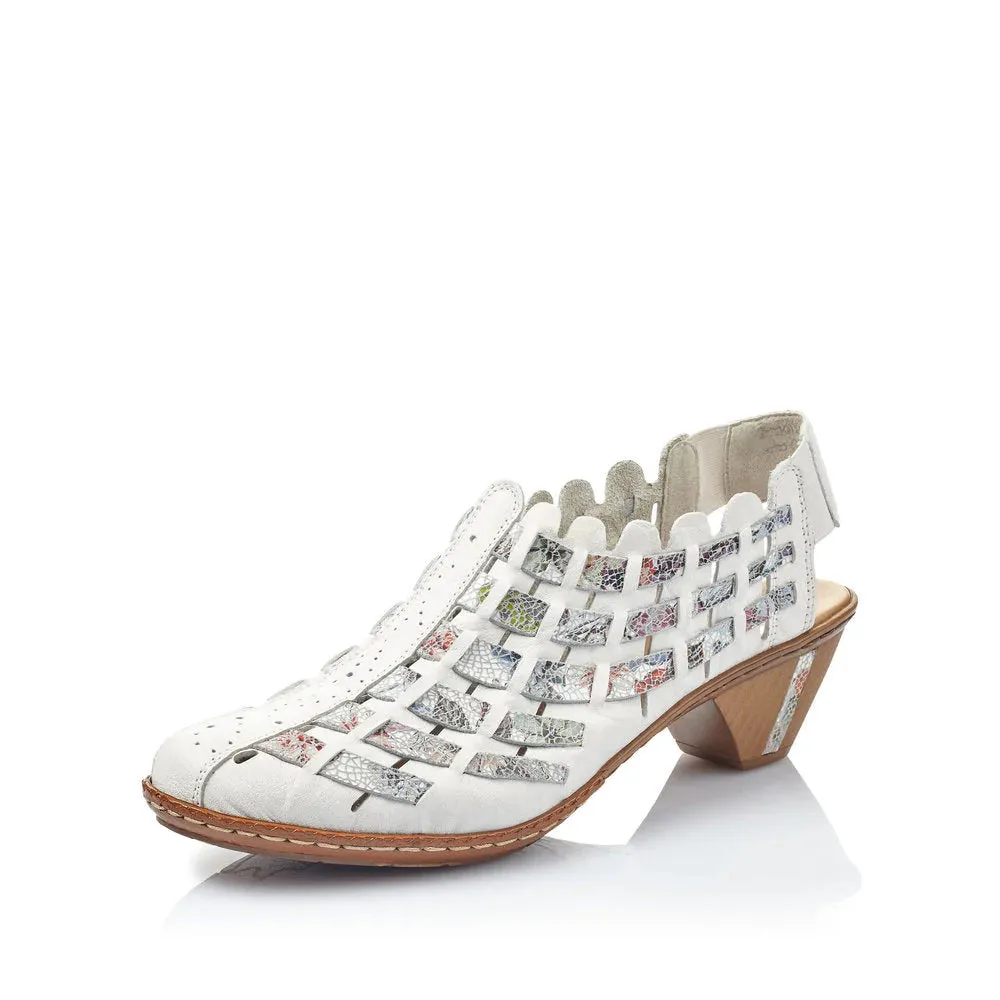 RIEKER 46778 WOVEN LEATHER SLING WHITE MULTI