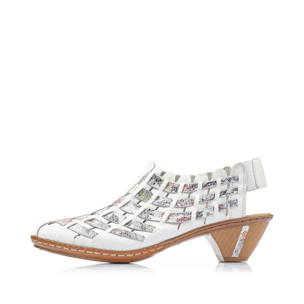 RIEKER 46778 WOVEN LEATHER SLING WHITE MULTI