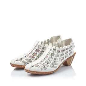 RIEKER 46778 WOVEN LEATHER SLING WHITE MULTI