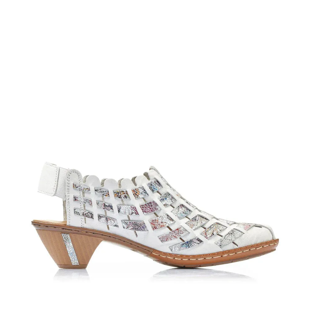 RIEKER 46778 WOVEN LEATHER SLING WHITE MULTI