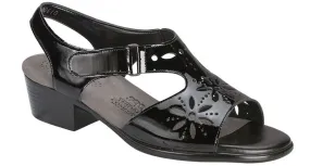 SAS  Sunburst Heel Strap Sandal- Black Patent