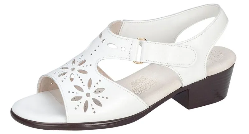 SAS  Sunburst Heel Strap Sandal- White