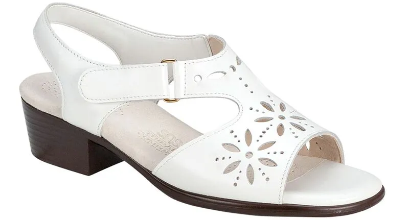 SAS  Sunburst Heel Strap Sandal- White